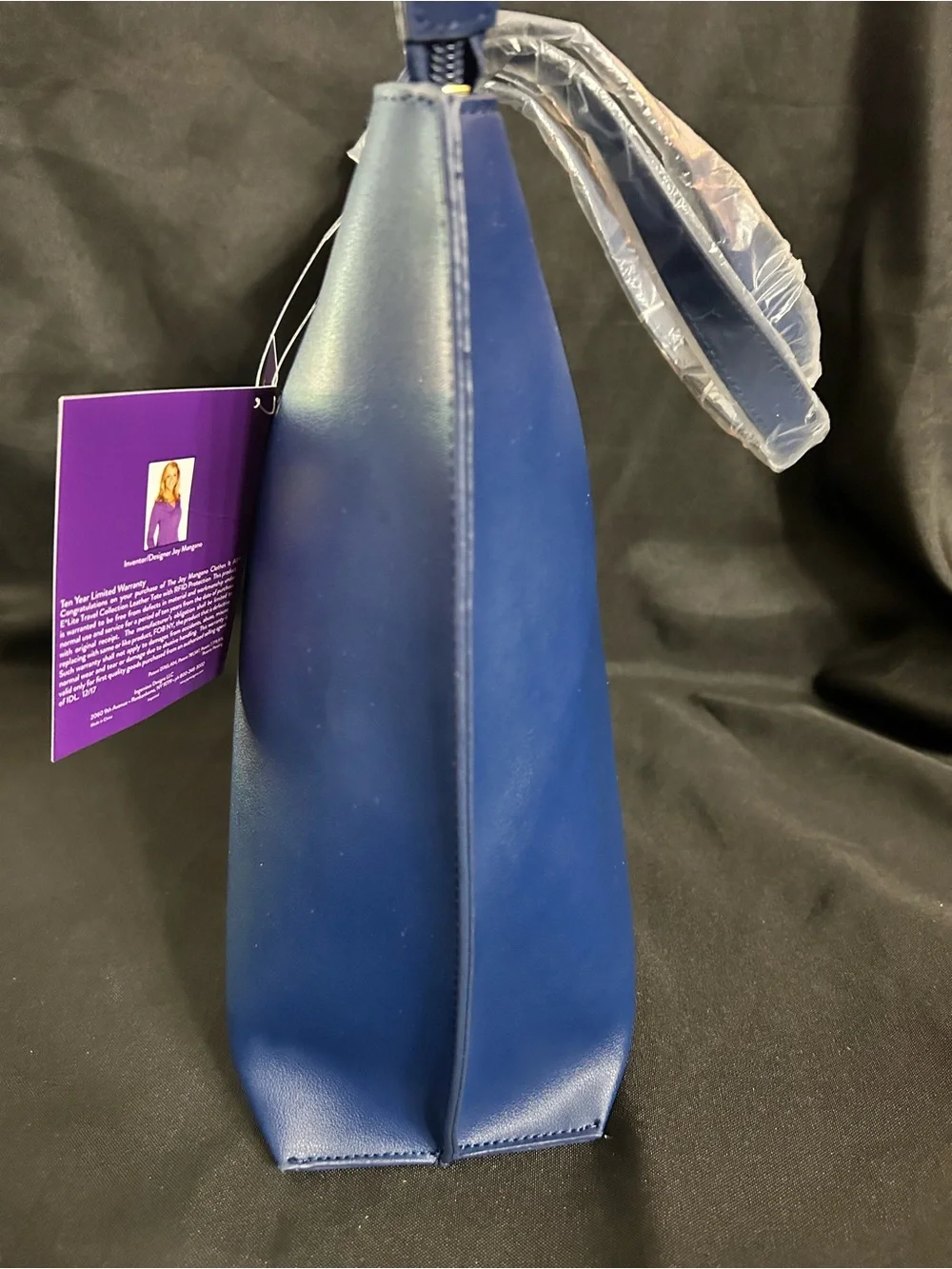 Joy Mangano Leather Structured RFID Navy Blue Tote Bag Women’s Tote NWT